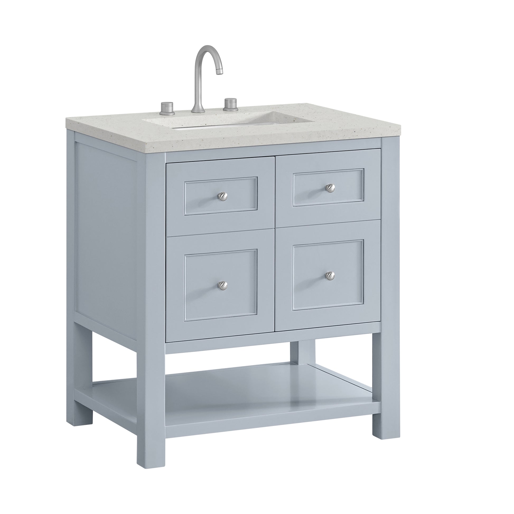 Renovate for Less Atlanta Breckenridge 30" Single Vanity, Serenity Blue, w/ 3 CM Lime Delight Quartz Top