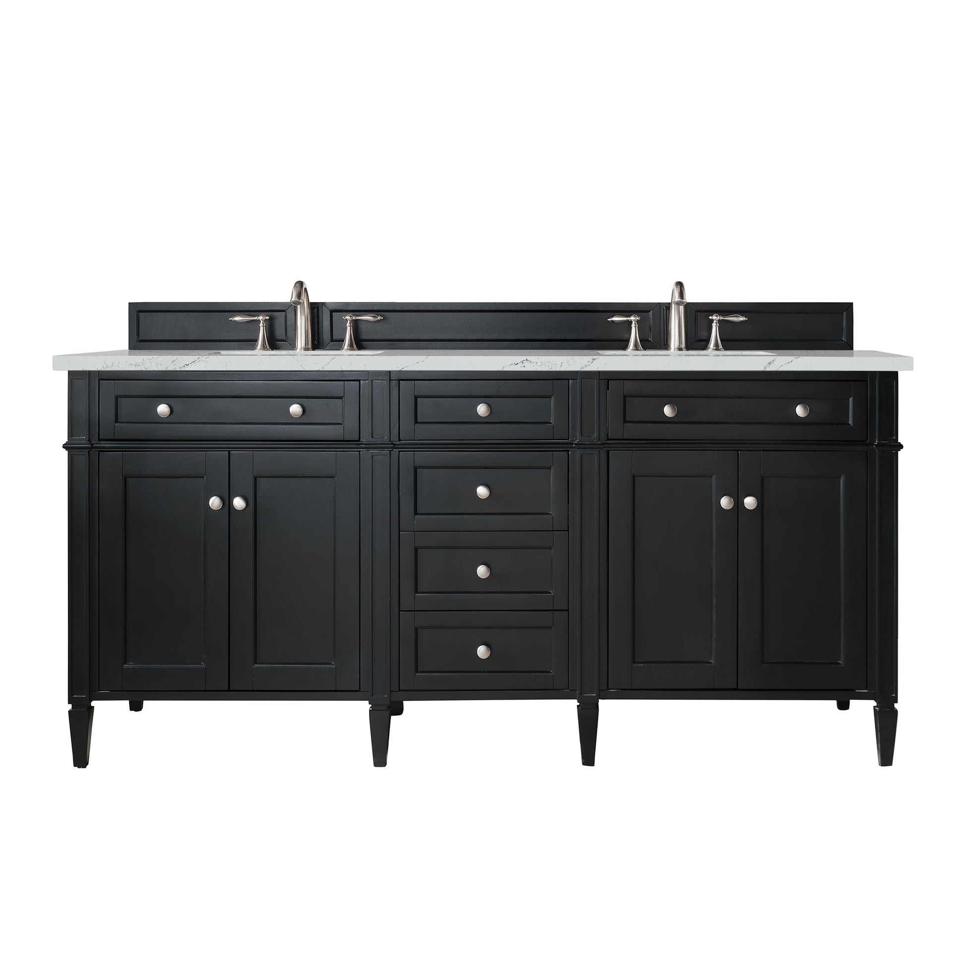 Renovate for Less Atlanta Brittany 72" Double Vanity, Black Onyx w/ 3 CM Ethereal Noctis Silestone Top