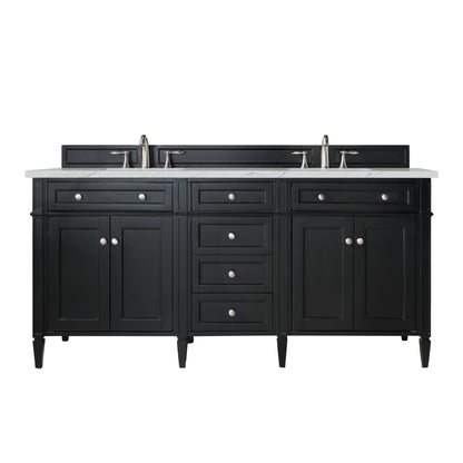Renovate for Less Atlanta Brittany 72" Double Vanity, Black Onyx w/ 3 CM Ethereal Noctis Silestone Top