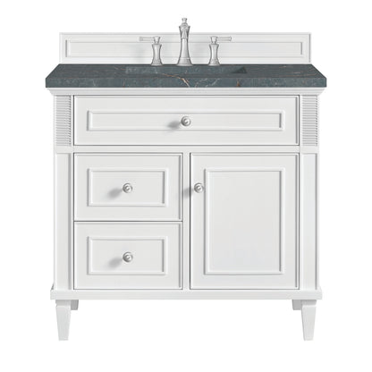 Renovate for Less Atlanta Lorelai 36" Single Vanity, Bright White w/ 3 CM Parisien Bleu Silestone Top