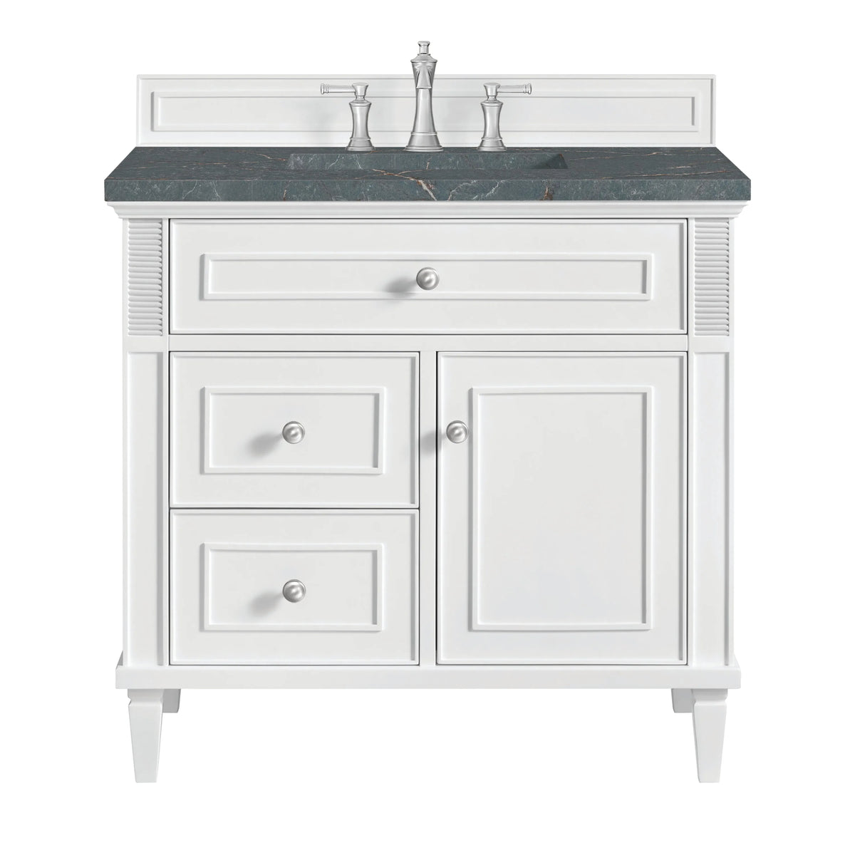 Lorelai 36" Single Vanity, Bright White w/ 3 CM Parisien Bleu Silestone Top