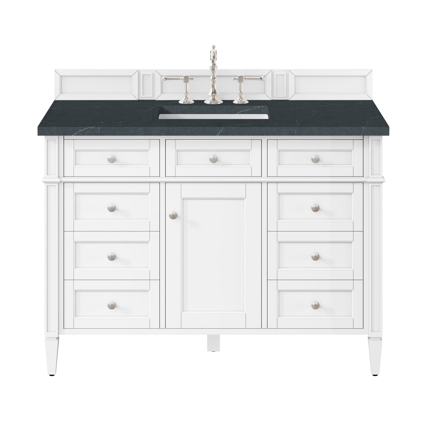 Renovate for Less Atlanta Brittany 48" Single Vanity, Bright White w/ 3 CM Charcoal Soapstone Silestone Top