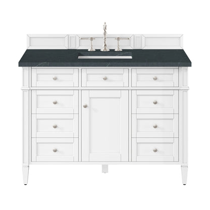 Brittany 48" Single Vanity, Bright White w/ 3 CM Charcoal Soapstone Silestone Top
