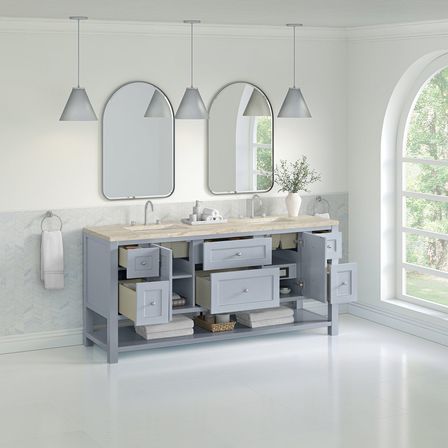 Renovate for Less Atlanta Breckenridge 72" Double Vanity, Serenity Blue, w/ 3 CM Tajnar Eclos Top