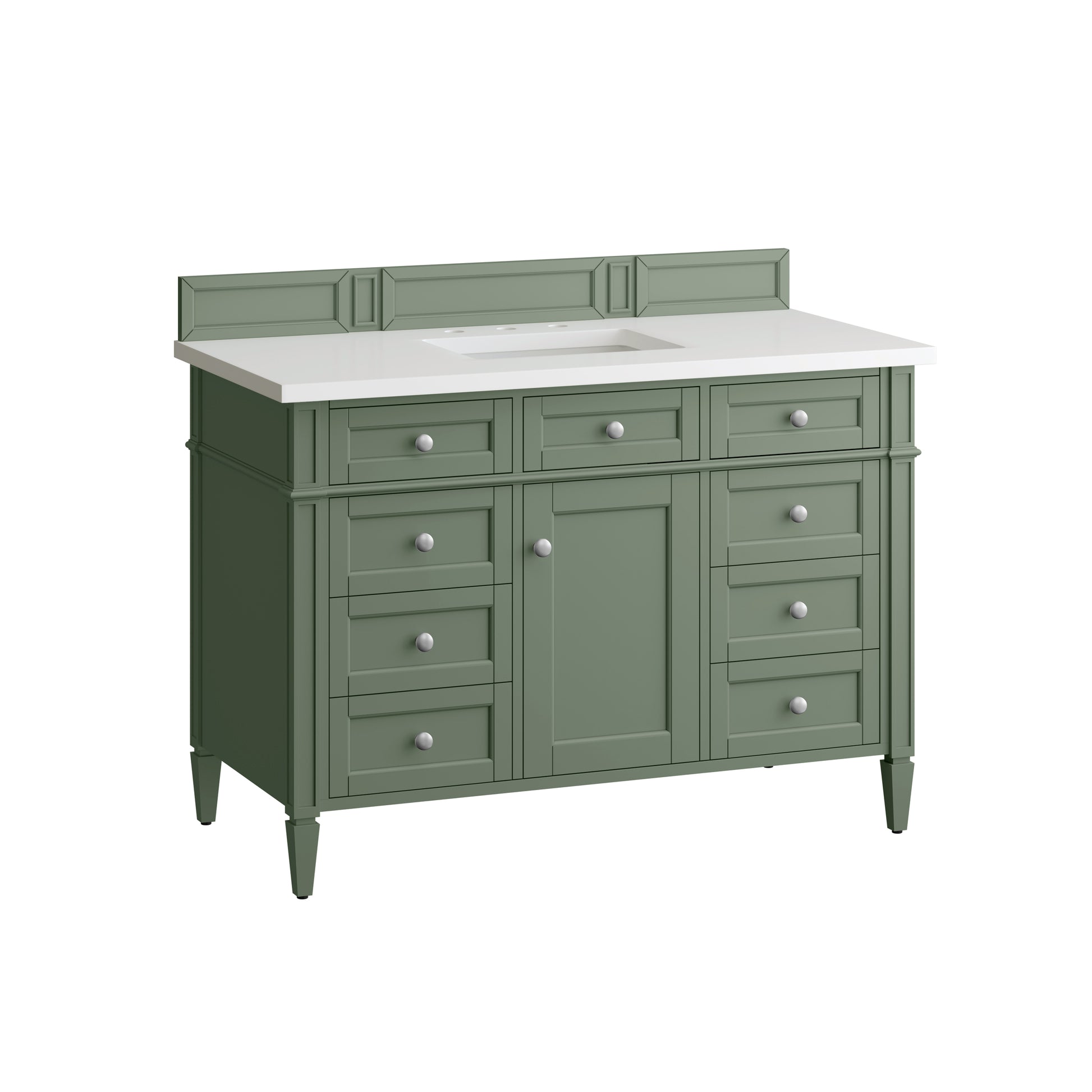 Renovate for Less Atlanta Brittany 48" Single Vanity, Smokey Celadon w/ 3 CM White Zeus Top