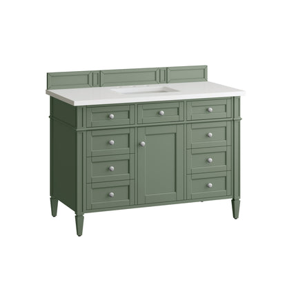 Renovate for Less Atlanta Brittany 48" Single Vanity, Smokey Celadon w/ 3 CM White Zeus Top