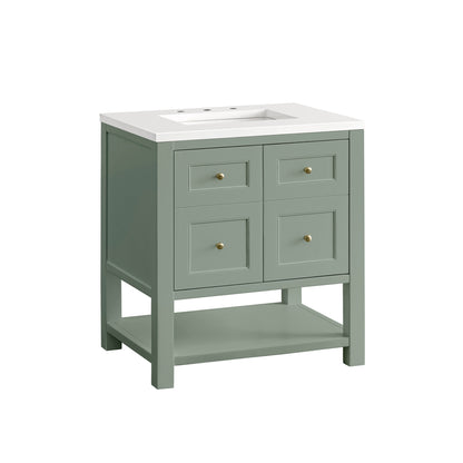 Renovate for Less Atlanta Breckenridge 30" Single Vanity, Smokey Celadon w/ 3 CM White Zeus Top