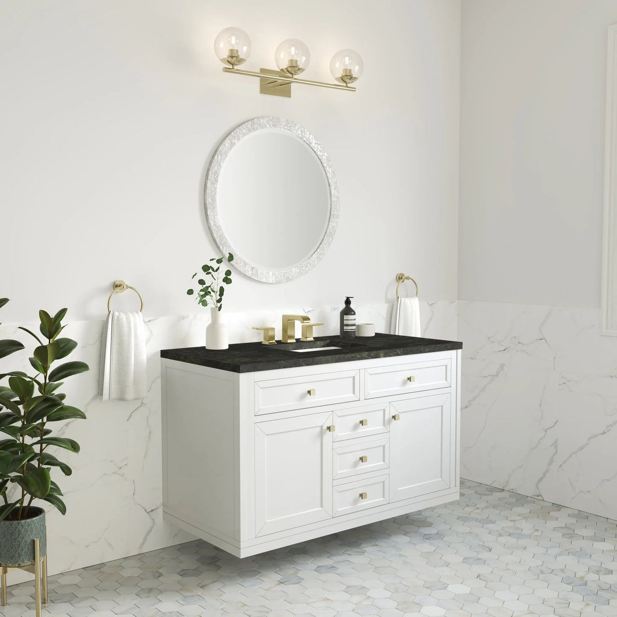 Chicago 48" Single Vanity, Glossy White, w/ 3 CM Phantome Eclos Top