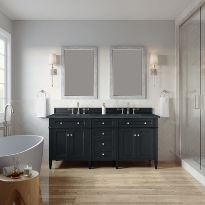 Renovate for Less Atlanta Brittany 72" Double Vanity, Black Onyx w/ 3 CM Charcoal Soapstone Silestone Top