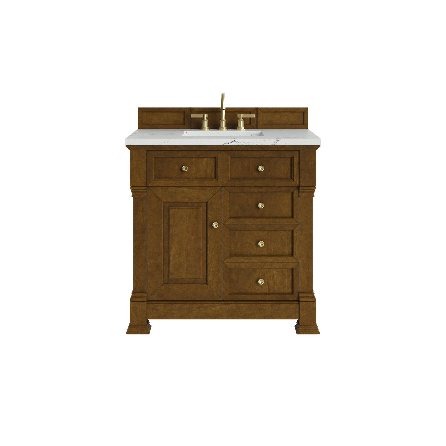 Renovate for Less Atlanta Brookfield 36" Single Vanity, Honey Oak w/ 3 CM Ethereal Noctis Silestone Top