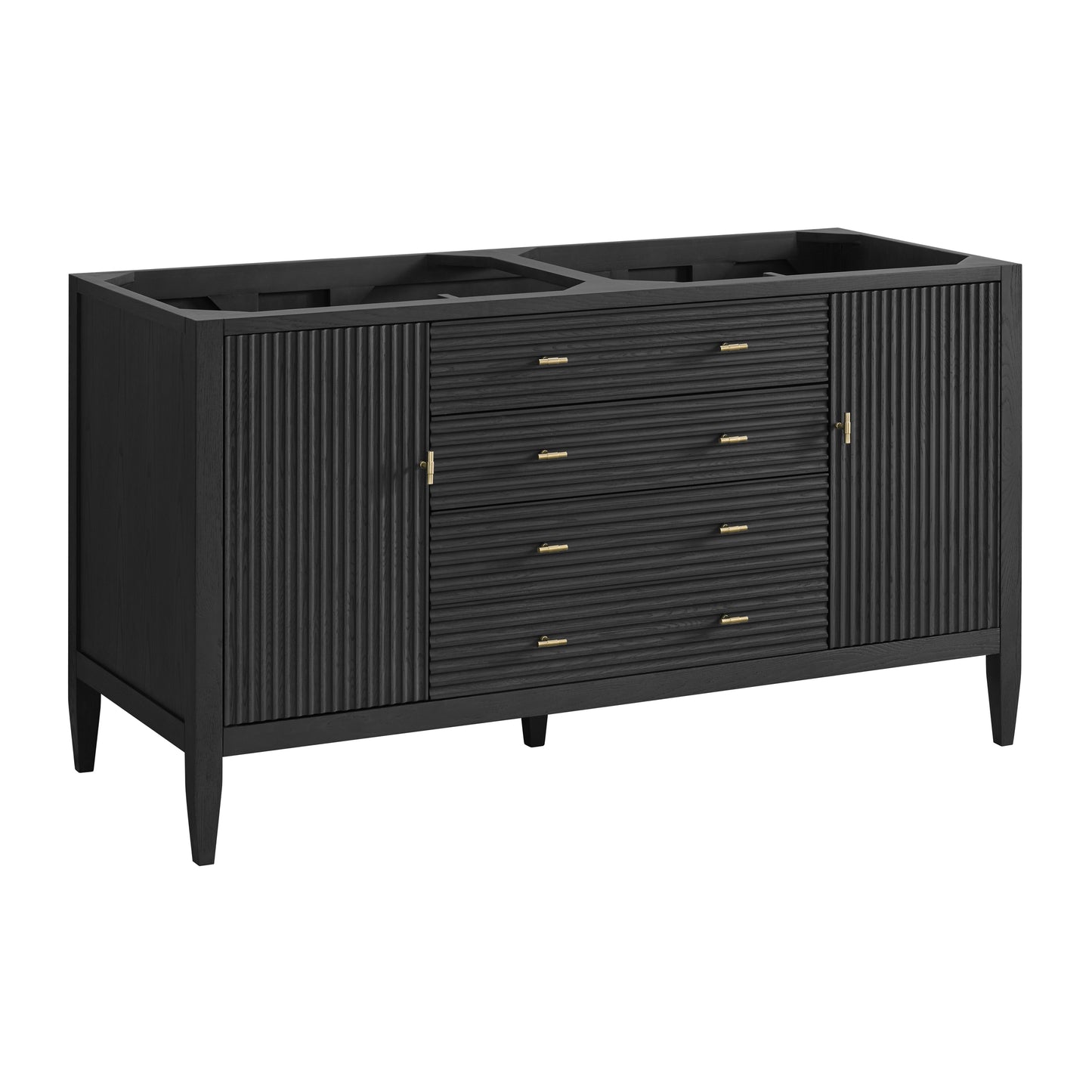 Renovate for Less Atlanta Myrrin 60" Double Vanity, Carbon Oak w/ 3 CM Lime Delight Silestone Top