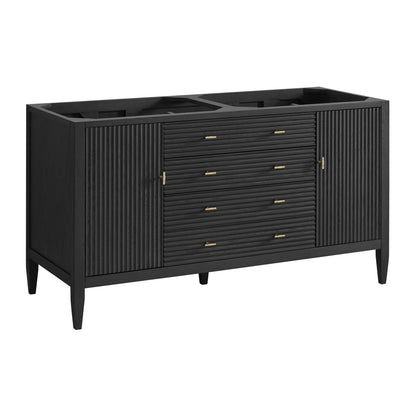 Myrrin 60" Double Vanity, Carbon Oak w/ Single Hole 3 CM White Zeus Silestone Top & Backsplash