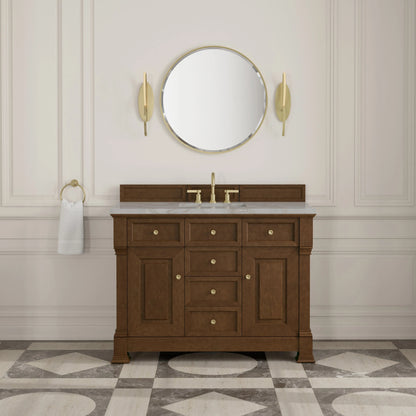 Brookfield 48" Single Vanity, Honey Oak w/ 3 CM Victorian Silver Silestone Top w/ FreePower Wireless Charger