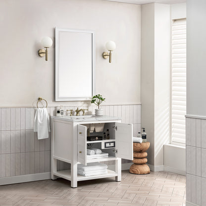 Renovate for Less Atlanta Breckenridge 30" Single Vanity, Bright White w/ 3 CM Ethereal Noctis Top