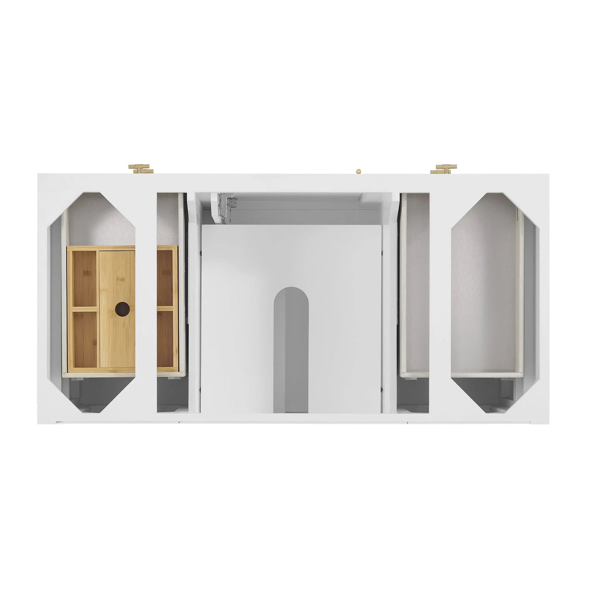 Myrrin 48" Vanity, Bright White w/ Single Hole 3 CM White Zeus Silestone Top & Backsplash