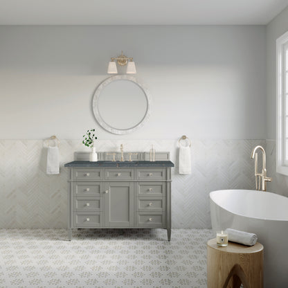 Renovate for Less Atlanta Brittany 48" Single Vanity, Urban Gray w/ 3 CM Parisien Bleu Silestone Top w/FreePower Wireless Charger