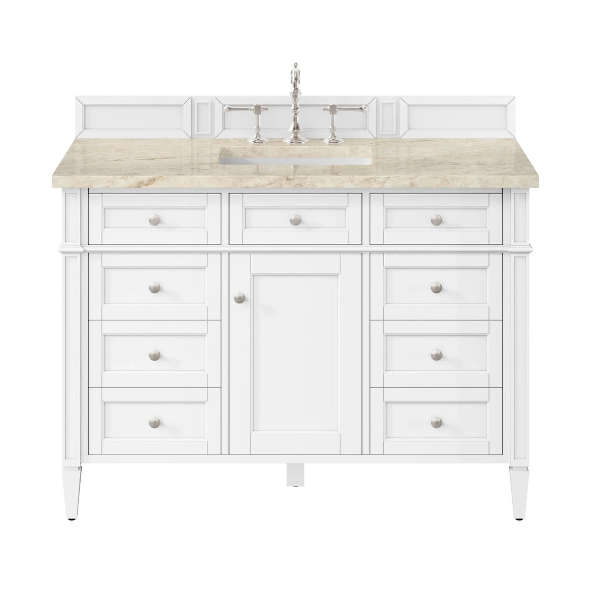 Brittany 48" Single Vanity in Bright White, w/ 3 CM Tajnar Eclos Top