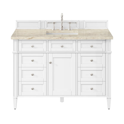 Brittany 48" Single Vanity in Bright White, w/ 3 CM Tajnar Eclos Top