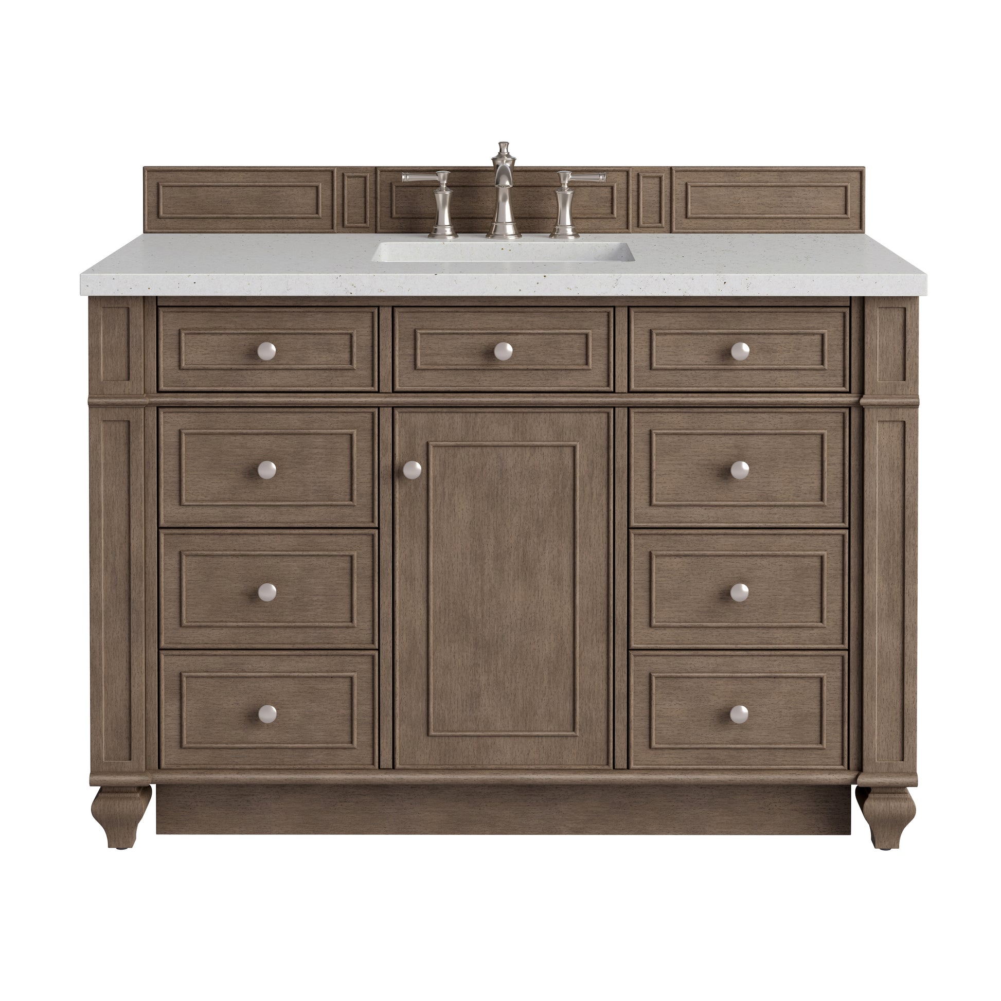 Renovate for Less Atlanta Bristol 48" Single Vanity, Whitewashed Walnut w/ 3 CM Lime Delight Silestone Top