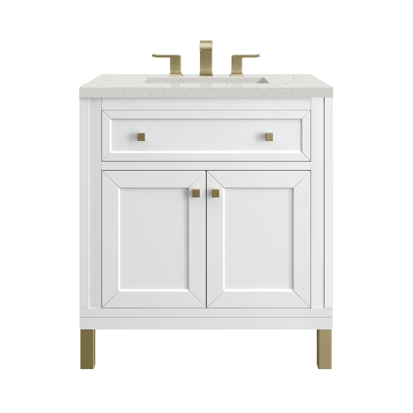 Renovate for Less Atlanta Chicago 30" Single Vanity, Glossy White, w/ 3 CM Lime Delight Silestone® Top