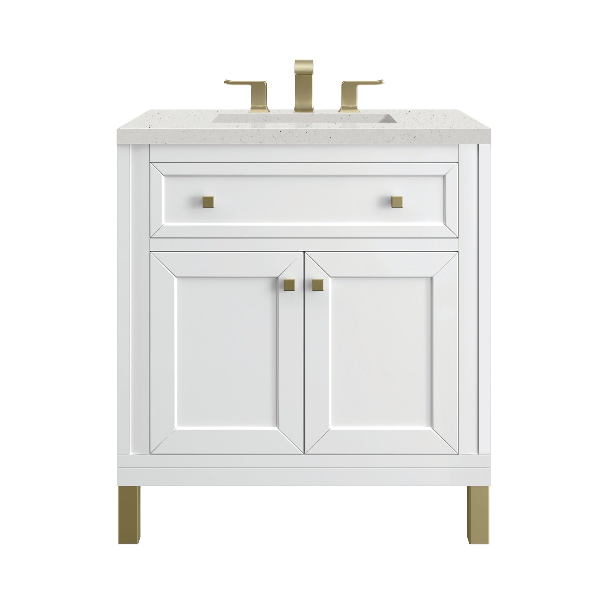 Renovate for Less Atlanta Chicago 30" Single Vanity, Glossy White, w/ 3 CM Lime Delight Silestone® Top