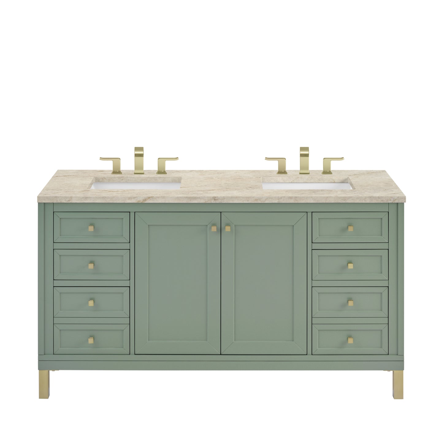 Renovate for Less Atlanta Chicago 60" Double Vanity, Smokey Celadon, w/ 3 CM Tajnar Eclos Top