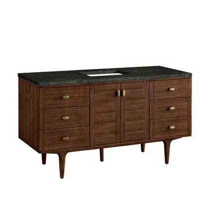 Renovate for Less Atlanta Amberly 60" Single Vanity, Mid-Century Walnut, w/ 3 CM Phantome Eclos Top