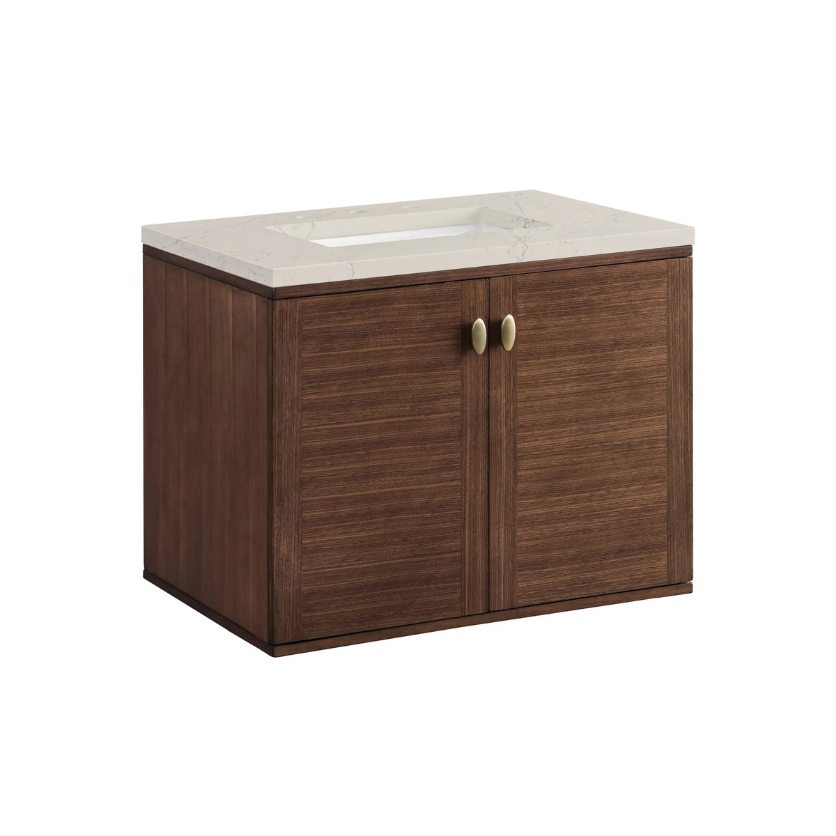 Amberly 30" Single Vanity, Mid-Century Walnut, w/ 3 CM Siberian Silestone Top