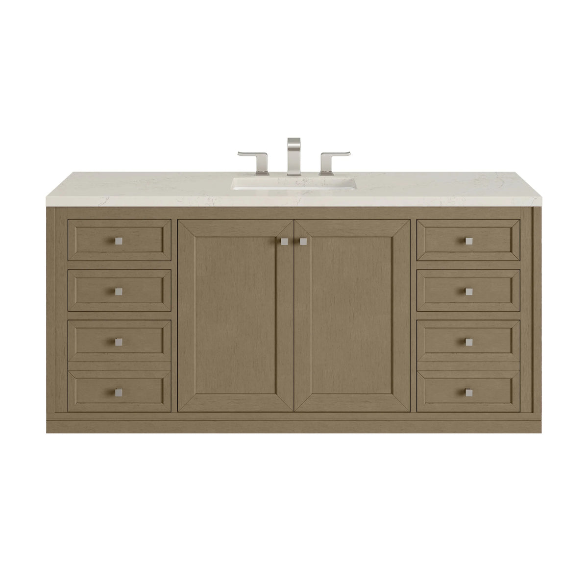 Chicago 60" Single Vanity, Walnut Whisper, w/ 3 CM Siberian Silestone Top