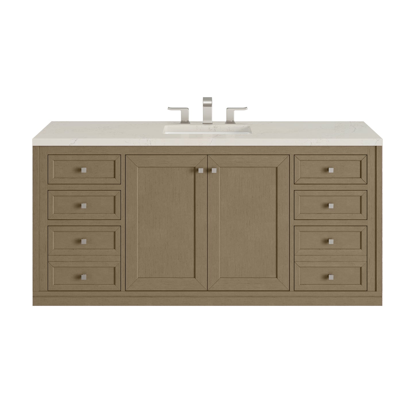 Renovate for Less Atlanta Chicago 60" Single Vanity, Walnut Whisper, w/ 3 CM Siberian Silestone Top