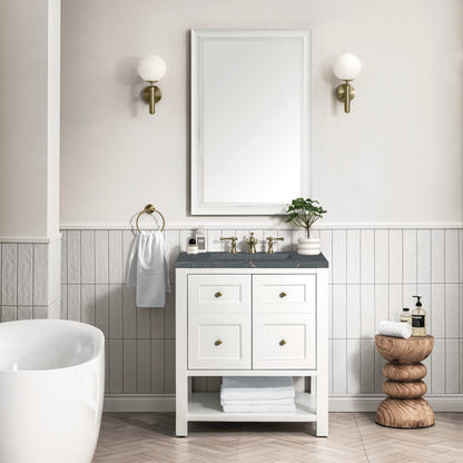 Renovate for Less Atlanta Breckenridge 30" Single Vanity, Bright White w/ 3 CM Parisien Bleu Top