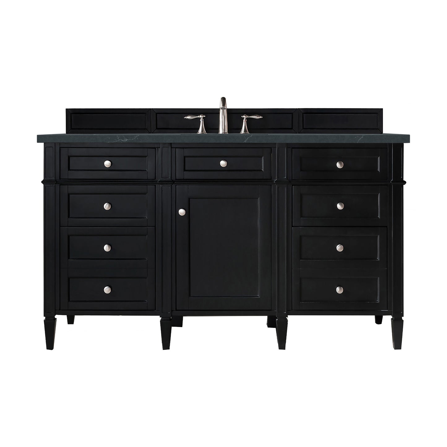Renovate for Less Atlanta Brittany 60" Single Vanity, Black Onyx, w/ 3 CM Charcoal Soapstone Silestone Top