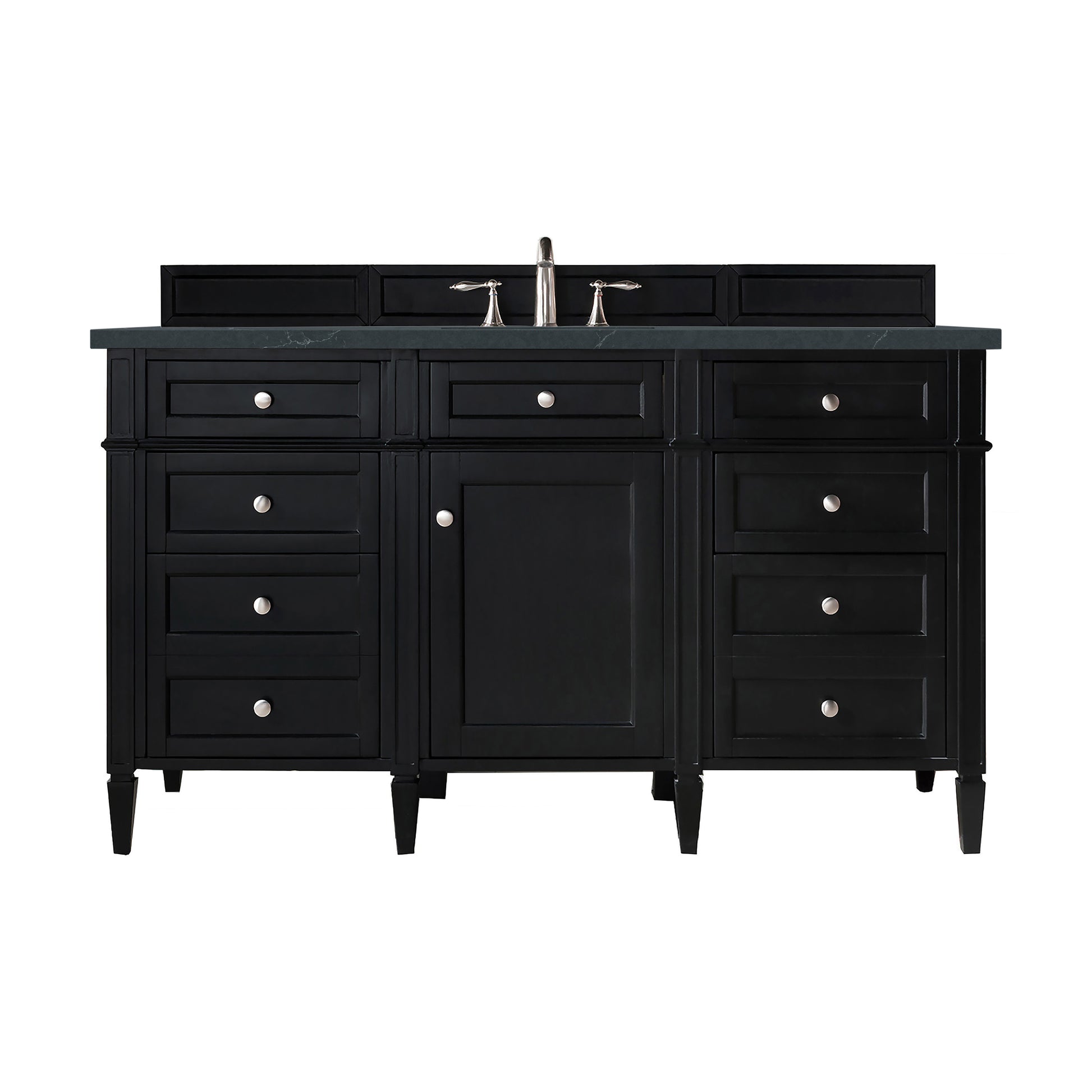 Renovate for Less Atlanta Brittany 60" Single Vanity, Black Onyx, w/ 3 CM Charcoal Soapstone Silestone Top