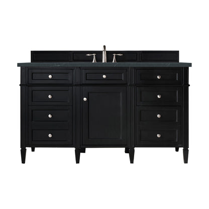 Renovate for Less Atlanta Brittany 60" Single Vanity, Black Onyx, w/ 3 CM Charcoal Soapstone Silestone Top