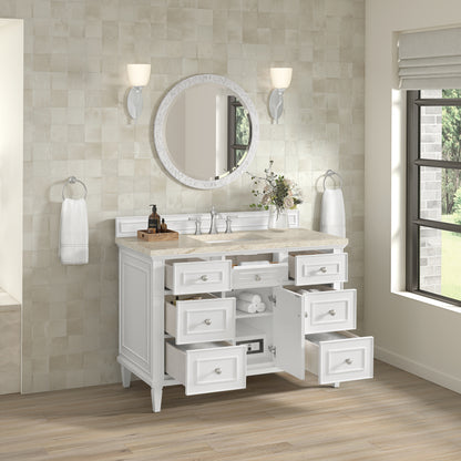 Renovate for Less Atlanta Lorelai 48" Single Vanity, Bright White, w/ 3 CM Tajnar Eclos Top