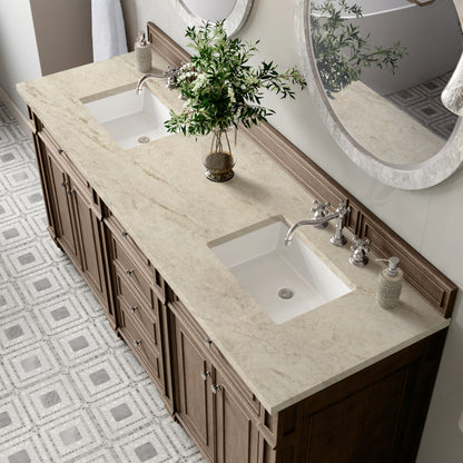Renovate for Less Atlanta Bristol 72" Double Vanity, Whitewashed Walnut, w/ 3 CM Tajnar Eclos Top