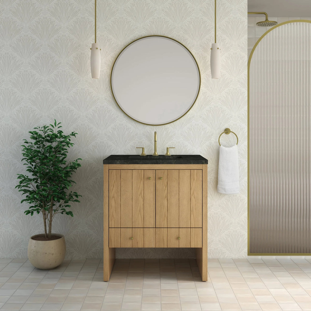 Hudson 30" Single Vanity, Light Natural Oak w/ 3 CM Phantome Eclos Top