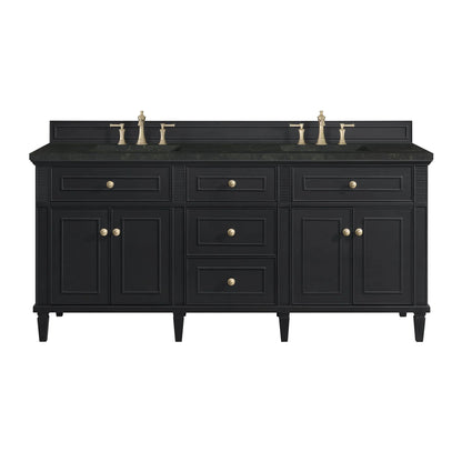 Lorelai 72" Double Vanity, Black Onyx, w/ 3 CM Phantome Eclos Top