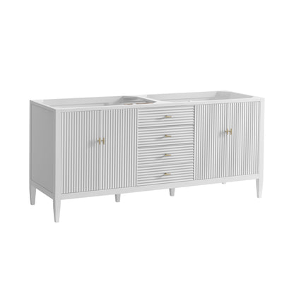 Renovate for Less Atlanta Myrrin 72" Double Vanity, Bright White w/ 3 CM White Zeus Silestone Top