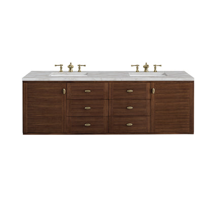 Renovate for Less Atlanta Amberly 72" Double Vanity, Mid-Century Walnut w/ 3 CM Victorian Silver Top