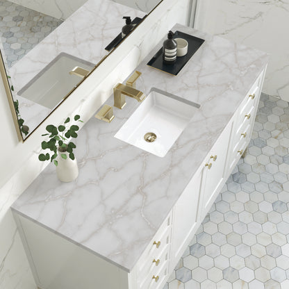 Renovate for Less Atlanta Chicago 60" Single Vanity, Glossy White, w/ 3 CM Victorian Silver Silestone® Top