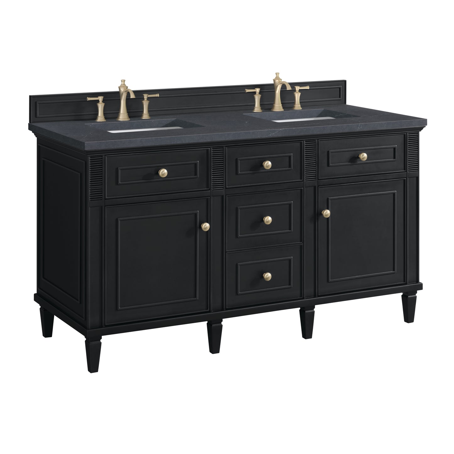 Renovate for Less Atlanta Lorelai 60" Double Vanity, Black Onyx w/ 3 CM Charcoal Soapstone Silestone Top