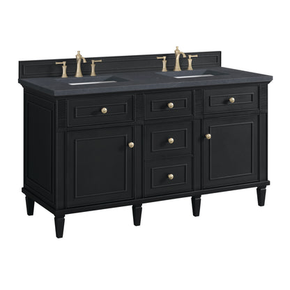 Renovate for Less Atlanta Lorelai 60" Double Vanity, Black Onyx w/ 3 CM Charcoal Soapstone Silestone Top