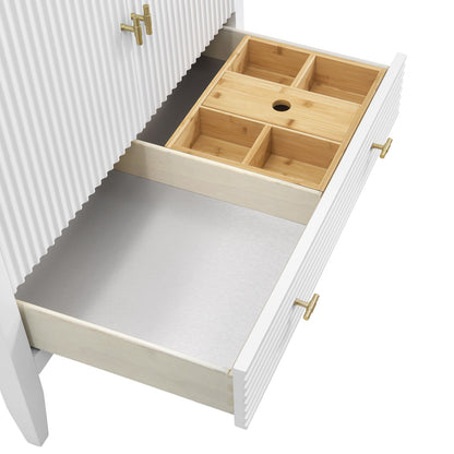 Renovate for Less Atlanta Myrrin 36" Vanity, Bright White, w/ 3 CM Siberian Silestone Top