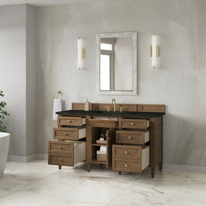 Renovate for Less Atlanta Brittany 60" Single Vanity, Pecan w/ 3 CM Phantome Eclos Top