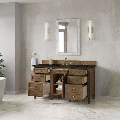 Brittany 60" Single Vanity, Pecan w/ 3 CM Phantome Eclos Top