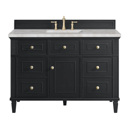 Lorelai 48" Single Vanity, Black Onyx w/ 3 CM Victorian Silver Silestone Top