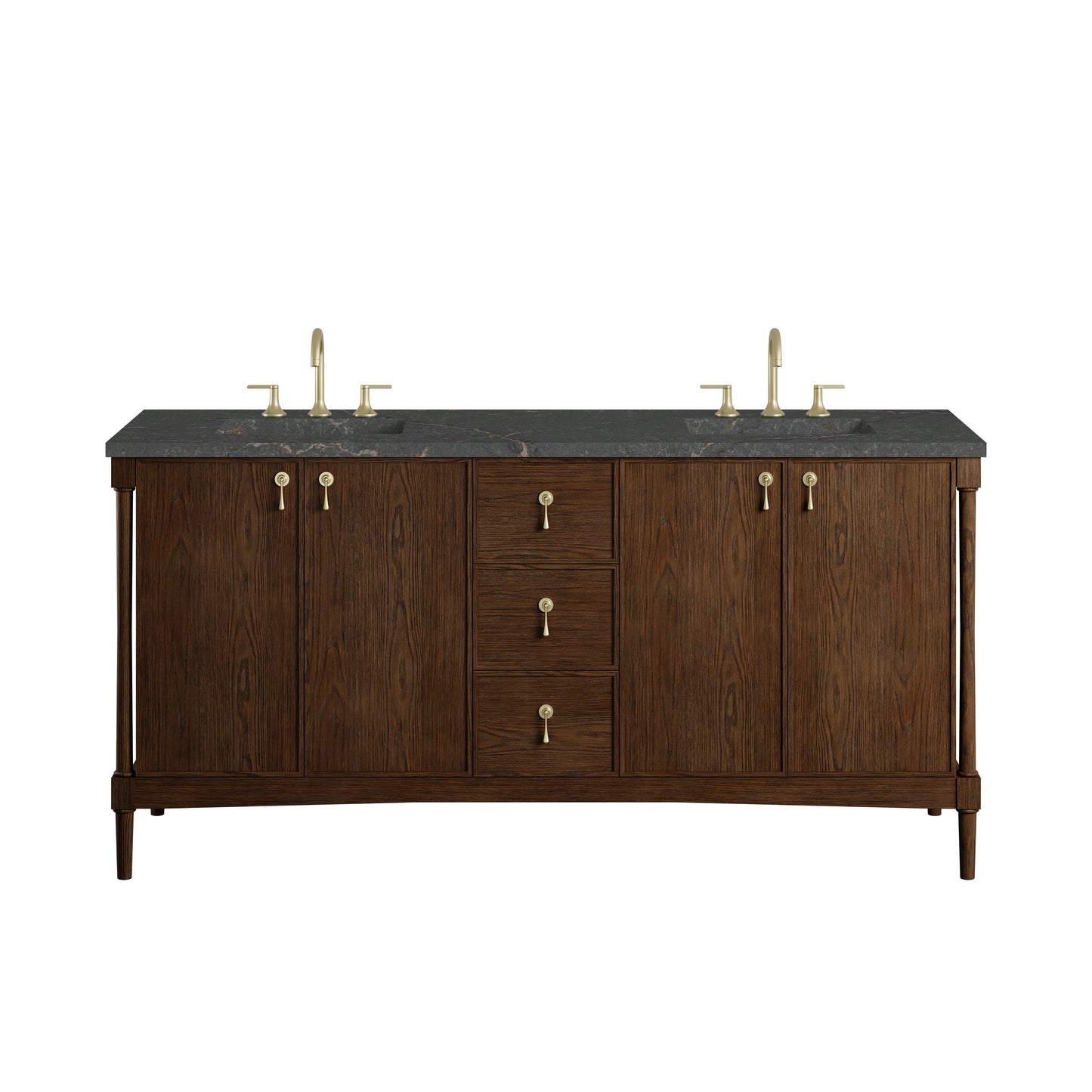 Renovate for Less Atlanta Kinnsden 72" Double Vanity, Sable Oak w/ 3 CM Parisien Bleu Silestone Top