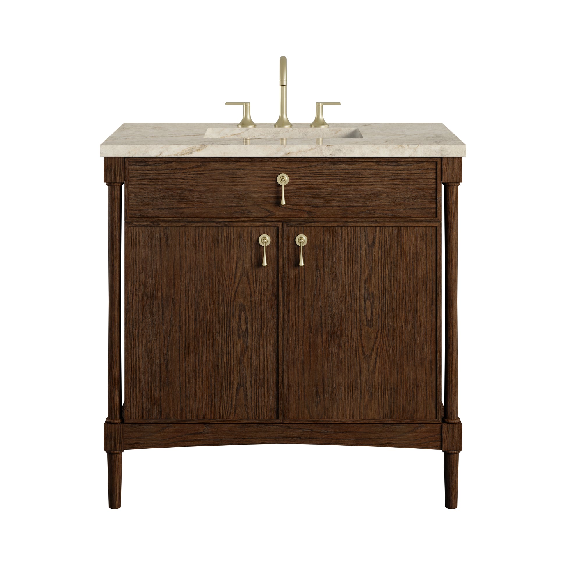 Renovate for Less Atlanta Kinnsden 36" Single Vanity, Sable Oak w/ 3 CM Tajnar Eclos Top