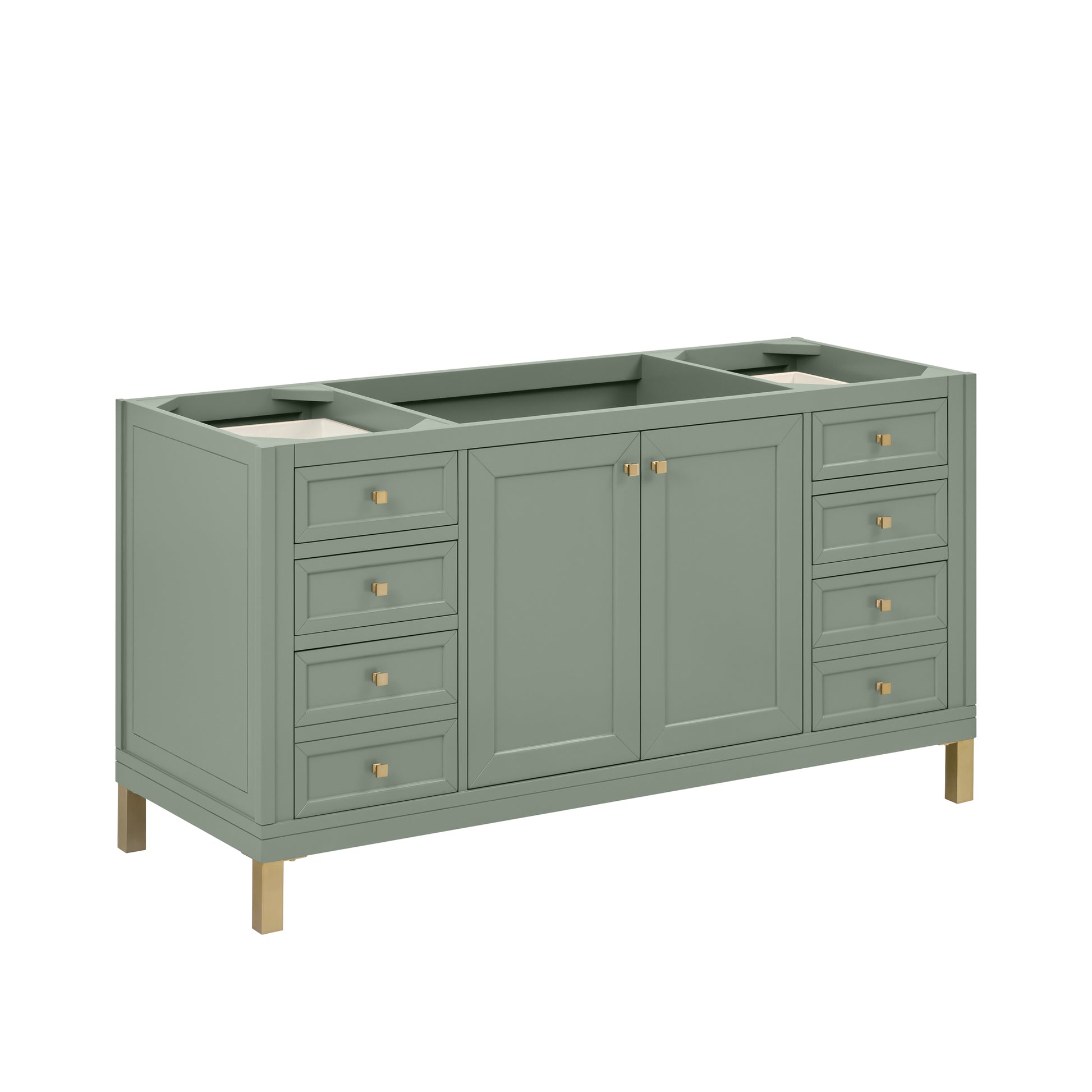 Renovate for Less Atlanta Chicago 60" Single Vanity, Smokey Celadon, w/ 3 CM Charcoal Soapstone Silestone® Top